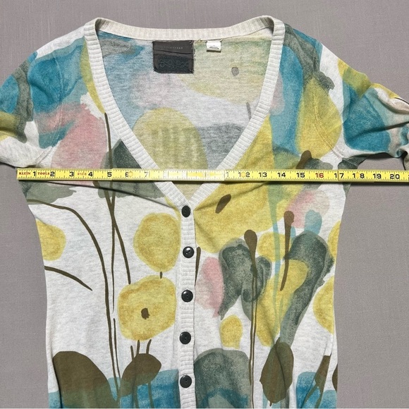 Anthropologie Guinevere Floral Print Button Front Cardigan Sweater XS - Picture 6 of 14